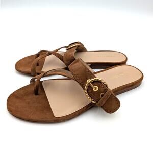 Veronica Beard Salva 3 Strappy Sandals Slip On Women's Caramel Size US10M EU41